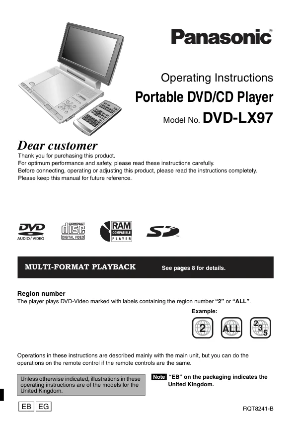 Cover of the Panasonic DVD-LX97 UK operating instructions
