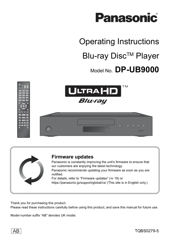 Cover of the Panasonic DP-UB9000 UK operating instructions