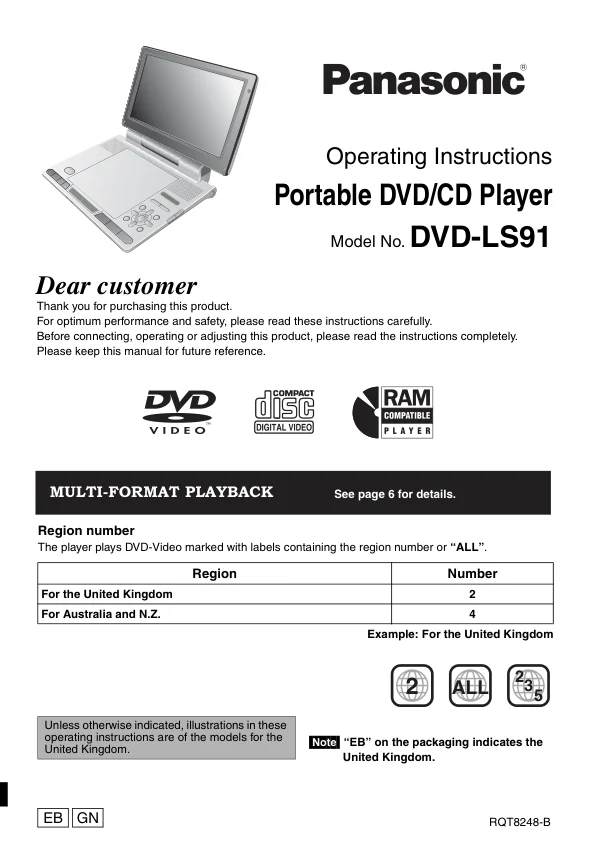 Cover of the Panasonic DVD-LS91 UK operating instructions