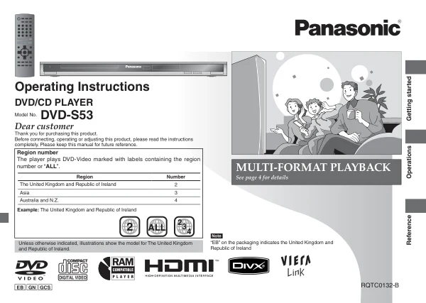 Cover of the Panasonic DVD-S53 UK operating instructions
