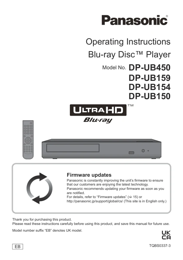 Cover of the Panasonic DP-UB154 UK operating instructions