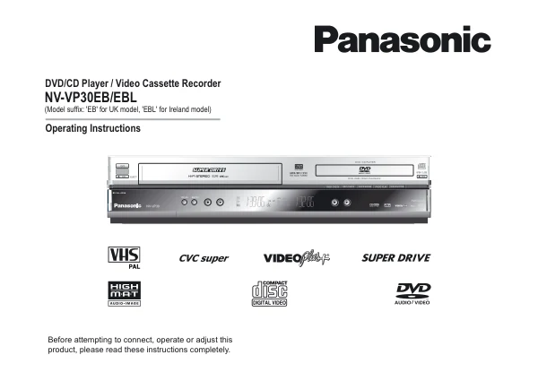 Cover of the Panasonic NV-VP30 UK operating instructions