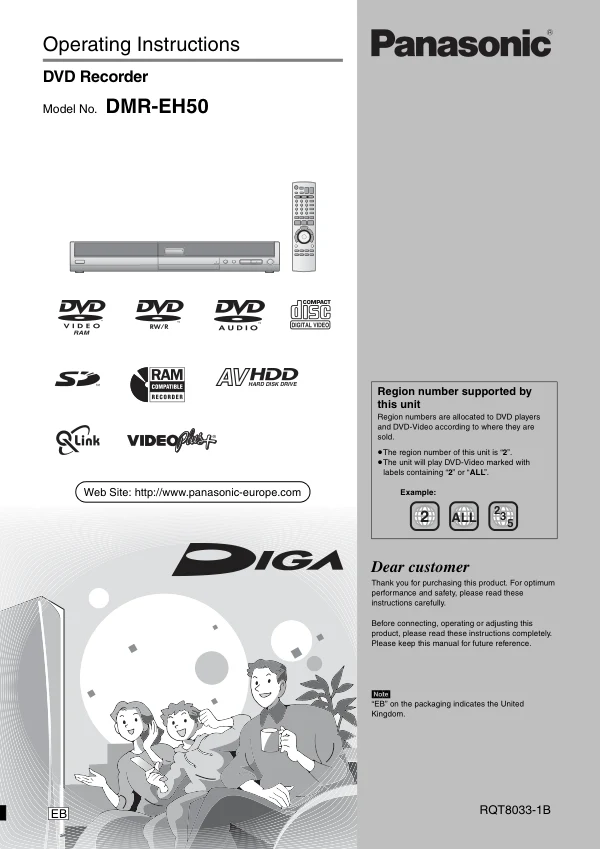 Cover of the Panasonic DMR-EH50 UK operating instructions