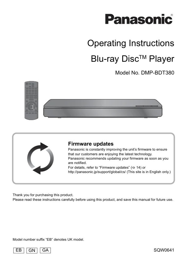 Cover of the Panasonic DMP-BDT380 UK operating instructions