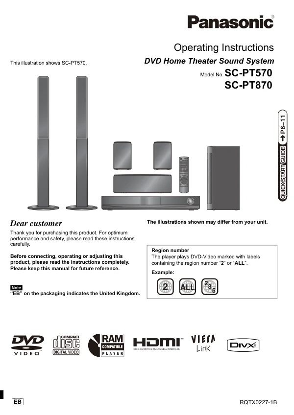 Cover of the Panasonic SA-PT570 UK operating instructions