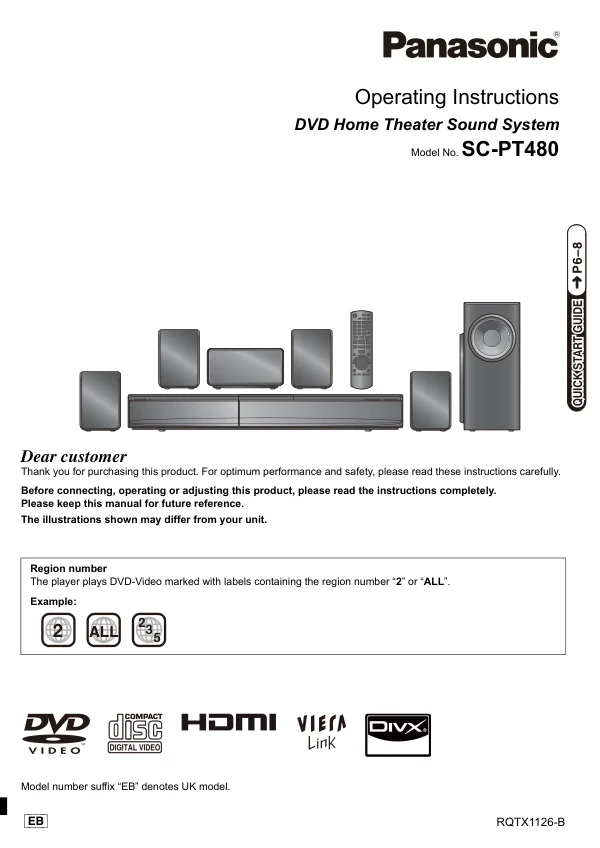 Cover of the Panasonic SA-PT480 UK operating instructions
