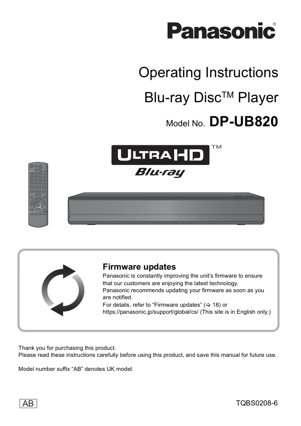 Cover of the Panasonic DP-UB820 UK operating instructions