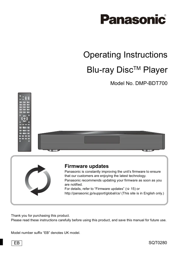 Cover of the Panasonic DMP-BDT700 UK operating instructions