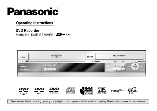 Cover of the Panasonic DMR-ES30 UK operating instructions