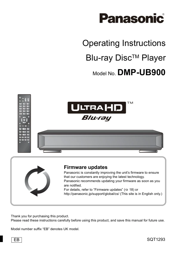 Cover of the Panasonic DMP-UB900 UK operating instructions