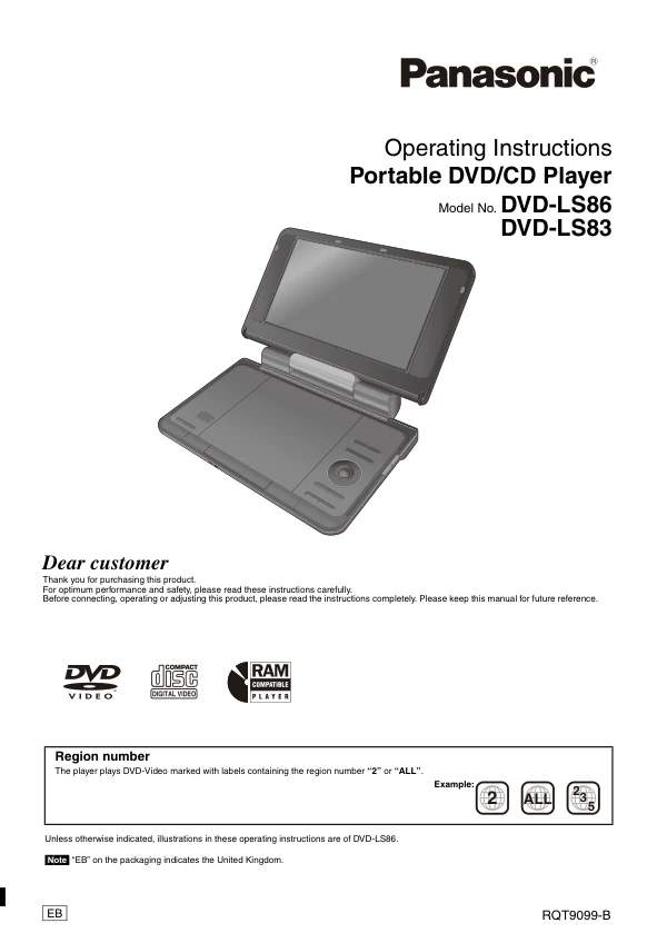 Cover of the Panasonic DVD-LS83 UK operating instructions