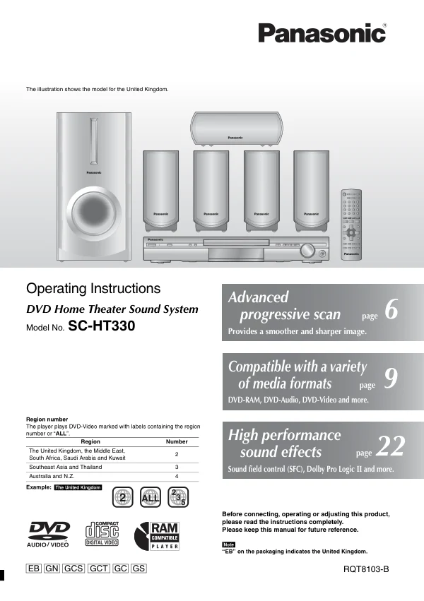 Cover of the Panasonic SA-HT330 UK operating instructions
