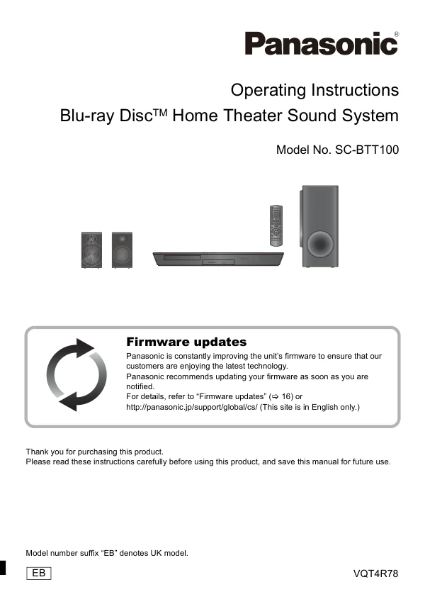 Cover of the Panasonic SA-BTT100 UK operating instructions