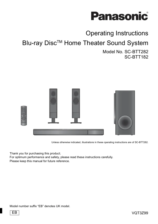 Cover of the Panasonic SC-BTT182 UK operating instructions
