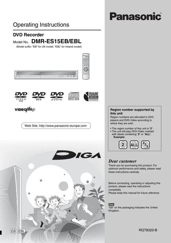 Cover of the Panasonic DMR-ES15 UK operating instructions