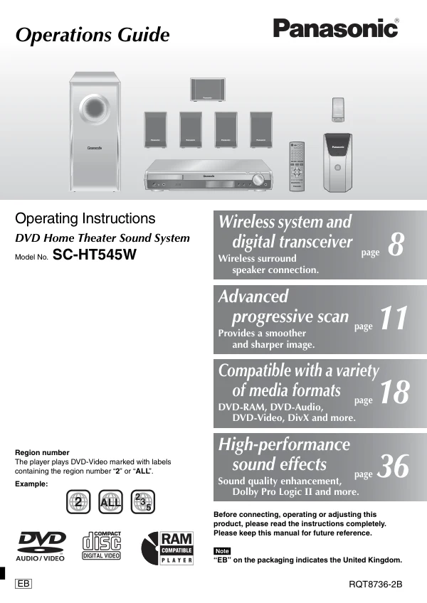 Cover of the Panasonic SA-HT545 UK operating instructions
