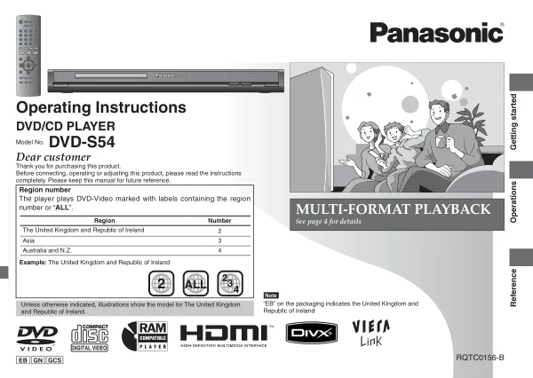 Cover of the Panasonic DVD-S54 UK operating instructions