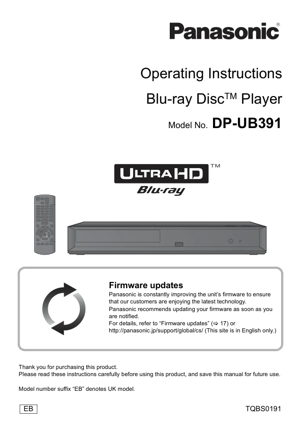 Cover of the Panasonic DP-UB391 UK operating instructions