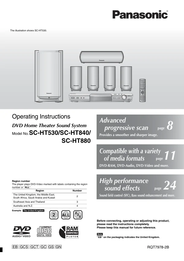 Cover of the Panasonic SA-HT530 UK operating instructions