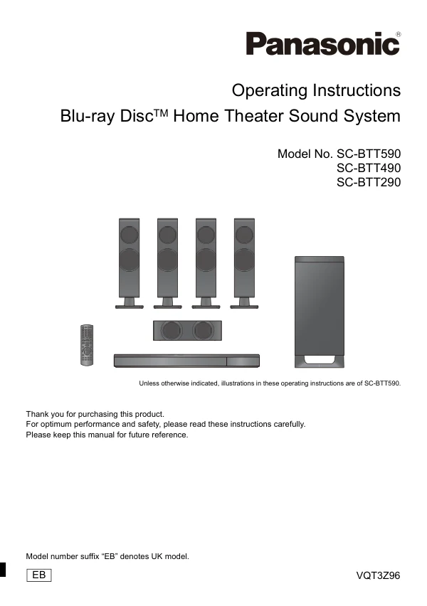 Cover of the Panasonic SC-BTT490 UK operating instructions