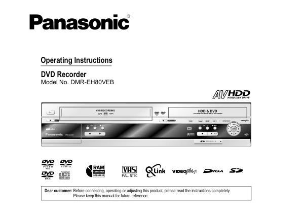 Cover of the Panasonic DMR-EH80 UK operating instructions