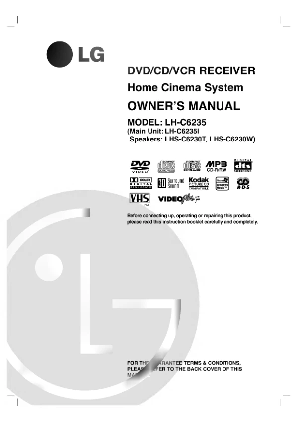 Cover of the LG LH-C6235I UK operating instructions