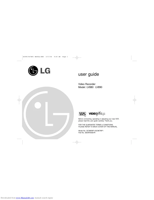 Cover of the LG LV890 UK operating instructions