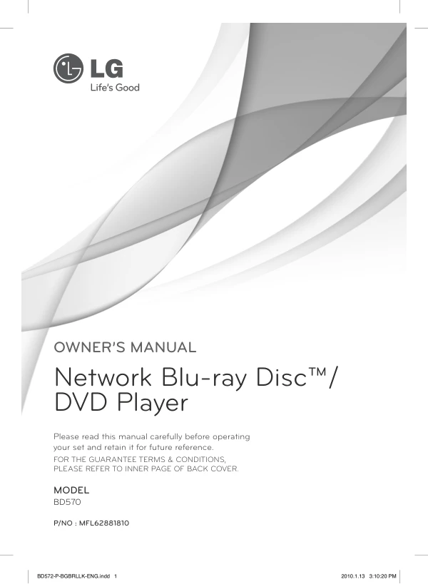 Cover of the LG BD570 UK operating instructions