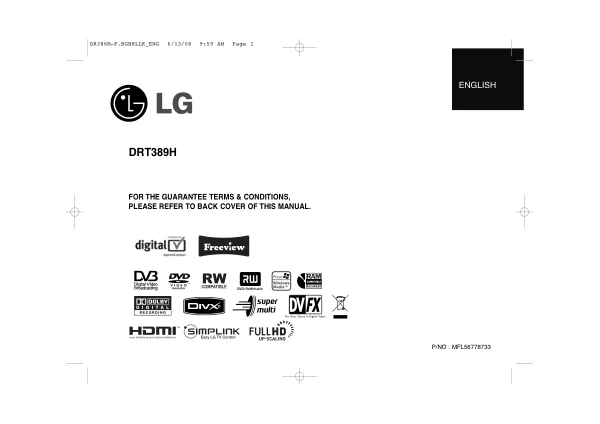 Cover of the LG DRT389H UK operating instructions