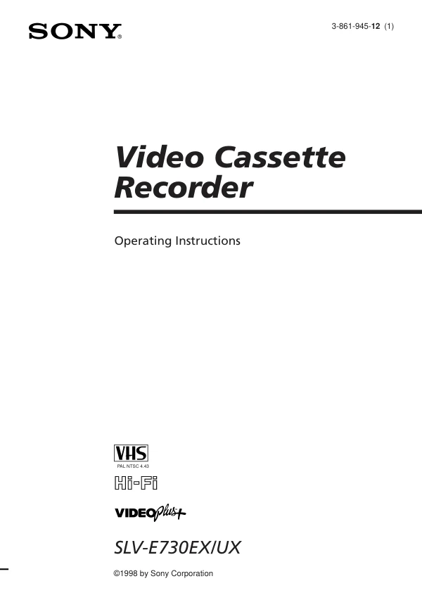 Cover of the Sony SLV-E730 UK operating instructions