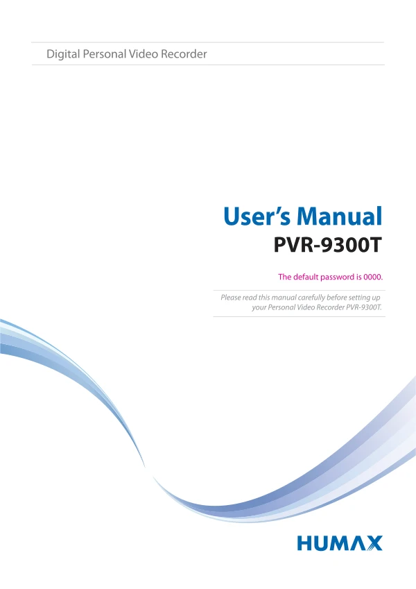 Cover of the Humax PVR-9300T UK operating instructions