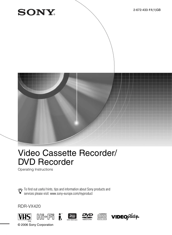 Cover of the Sony RDR-VX420 UK operating instructions