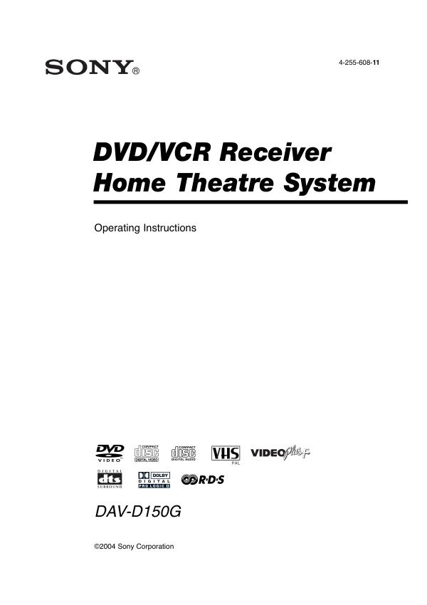 Cover of the Sony DAV-D150G UK operating instructions
