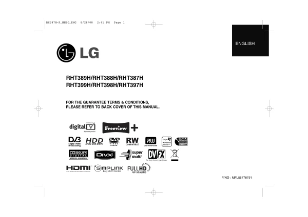 Cover of the LG RHT397H UK operating instructions