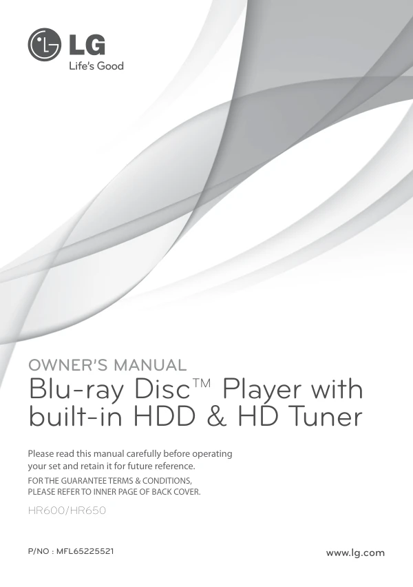 Cover of the LG HR650 UK operating instructions