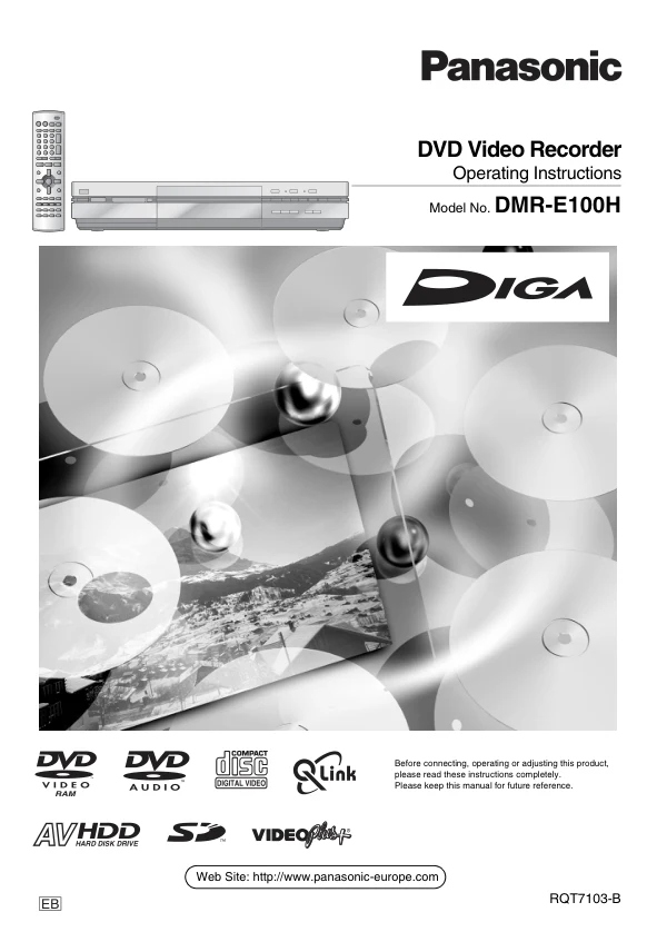 Cover of the Panasonic DMR-E100 UK operating instructions