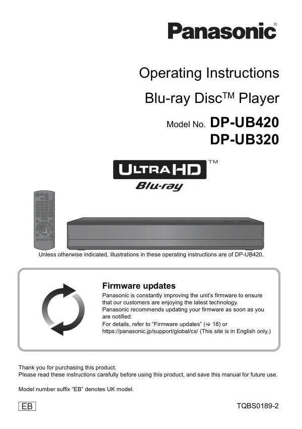 Cover of the Panasonic DP-UB420 UK operating instructions
