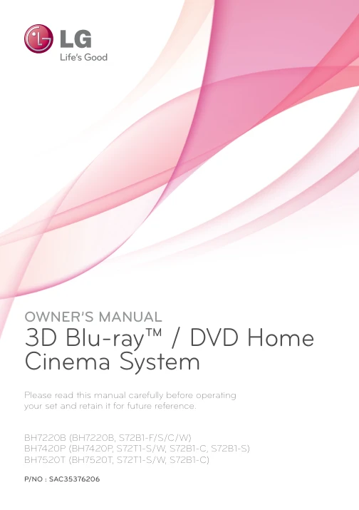 Cover of the LG BH7420P UK operating instructions