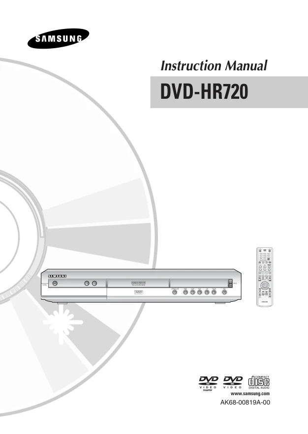 Cover of the Samsung DVD-HR720 UK operating instructions
