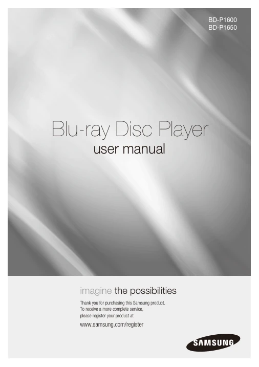 Cover of the Samsung BD-P1600A UK operating instructions