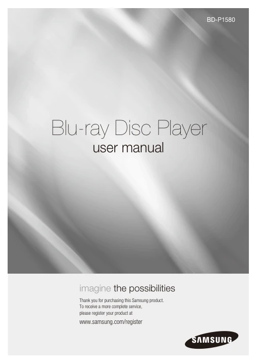 Cover of the Samsung BD-P1580 UK operating instructions