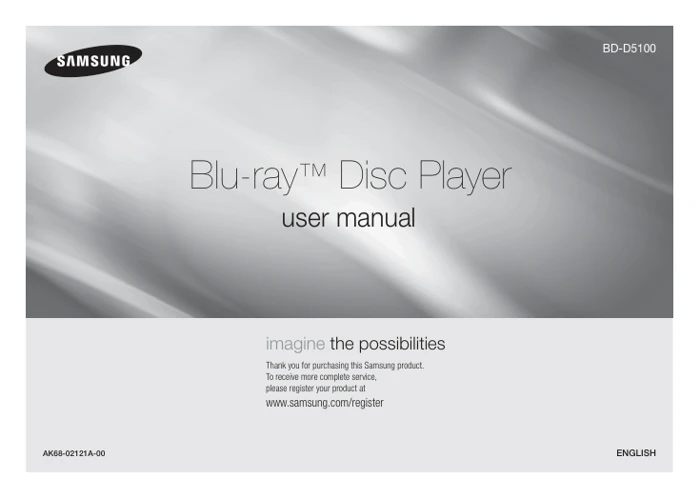 Cover of the Samsung BD-D5100 UK operating instructions