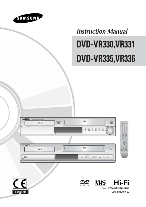 Cover of the Samsung DVD-VR330 UK operating instructions