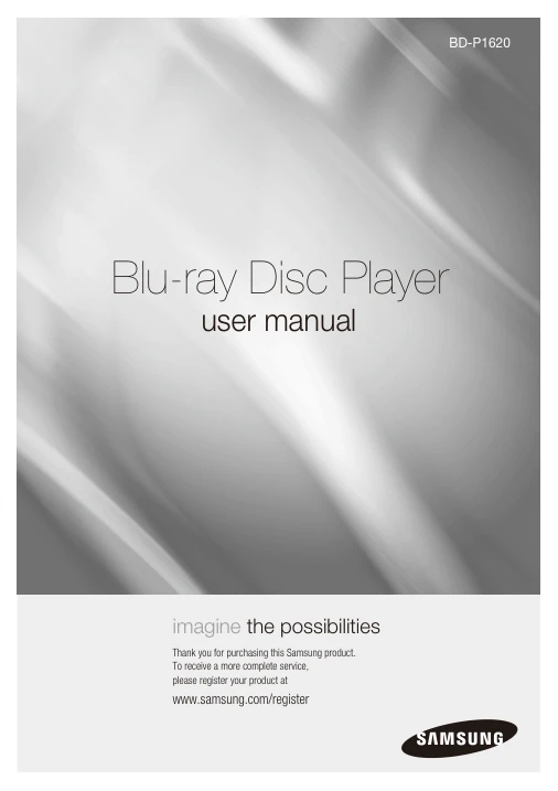 Cover of the Samsung BD-P1620A UK operating instructions