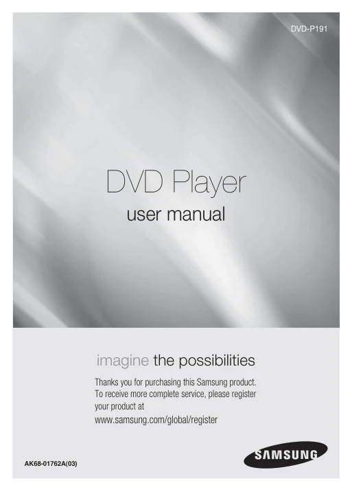 Cover of the Samsung DVD-P191 UK operating instructions