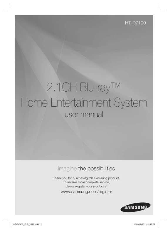 Cover of the Samsung HT-D7100 UK operating instructions