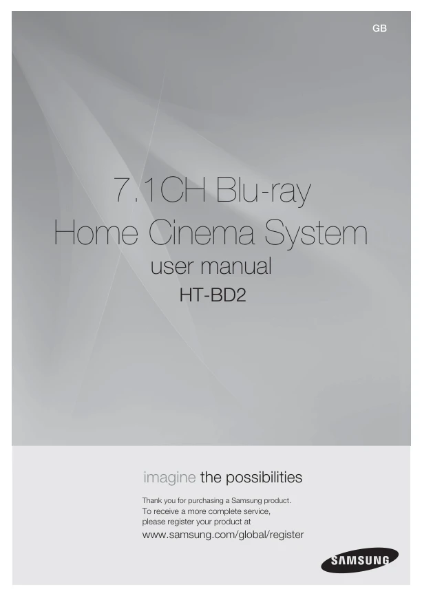 Cover of the Samsung HT-BD2 UK operating instructions