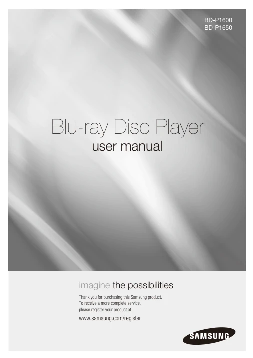 Cover of the Samsung BD-P1600 UK operating instructions