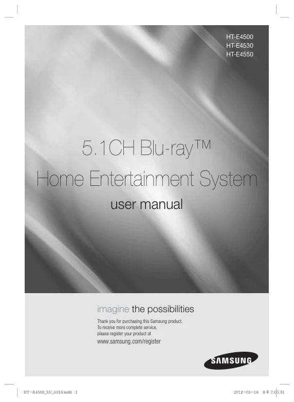 Cover of the Samsung HT-E4500 UK operating instructions