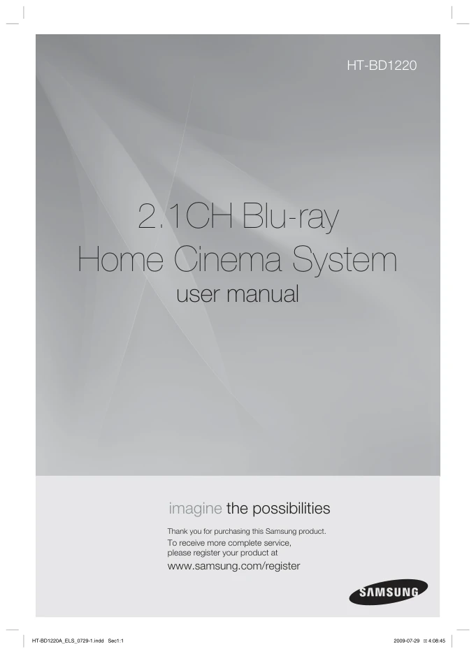 Cover of the Samsung HT-BD1220 UK operating instructions